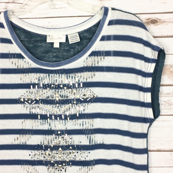 Miss Me Sheer Studded Cap Sleeve Top Size Small - Picture 3 of 8